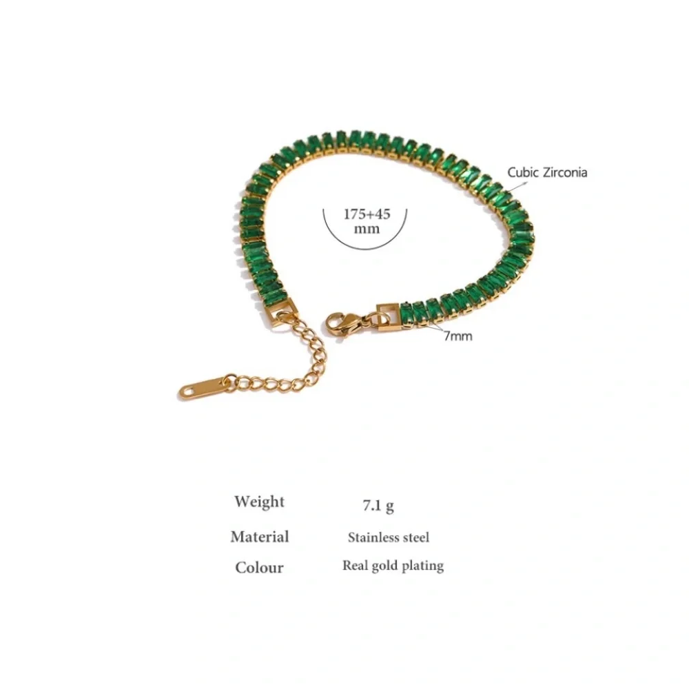 Zara Rainbow Emerald Cut Rectangle Multi-Color Baroque Crystals Bead Bracelet